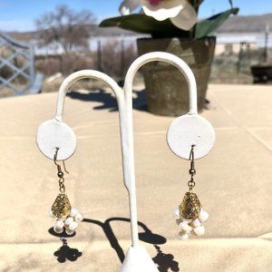 Pearls and gold filigree earrings